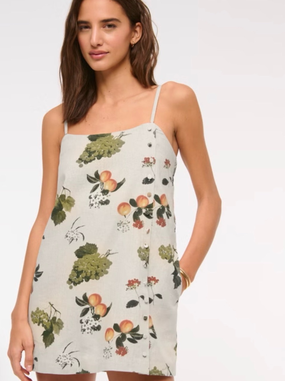 NWT Abercrombie & Fitch Cream Floral Fruit Mini Dress
